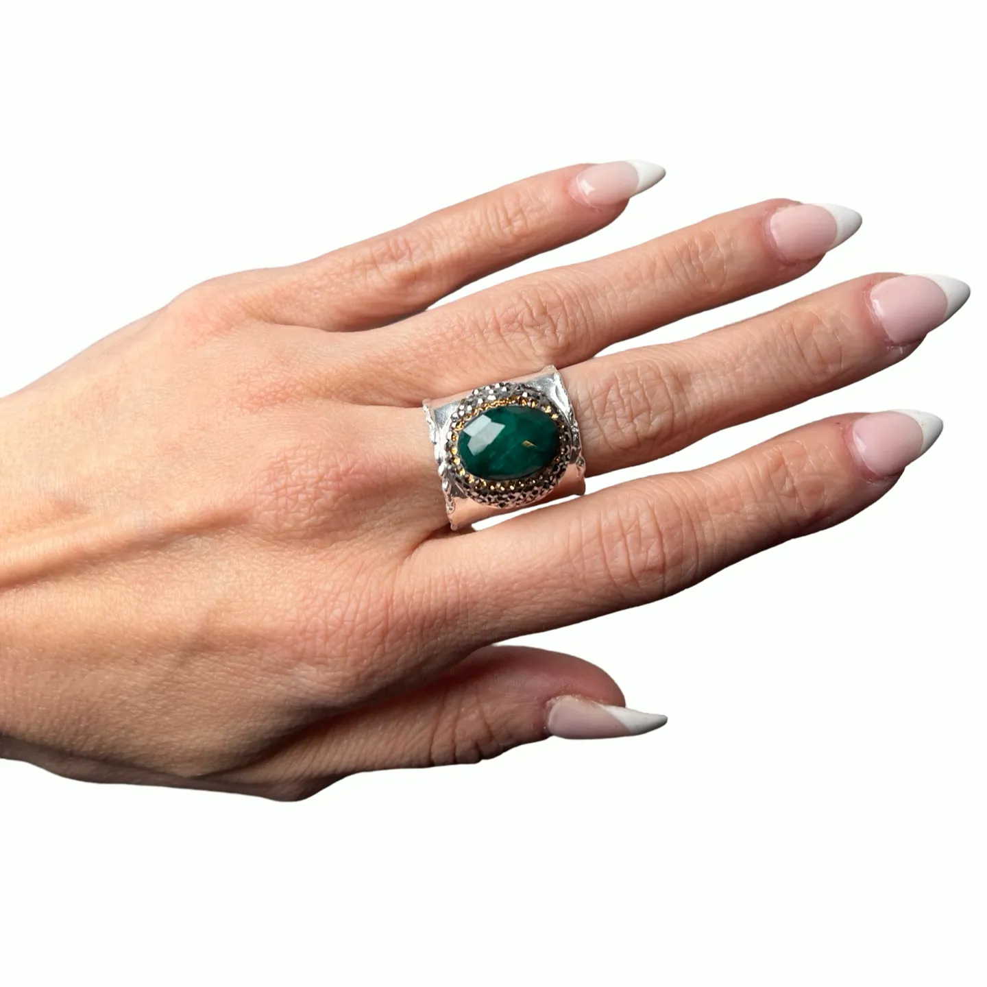 Gemstone & Crystal Adjustable Cuff Ring
