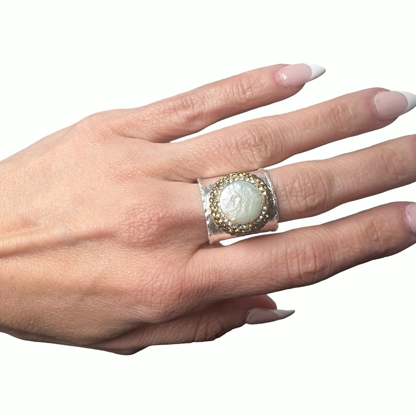 Gemstone & Crystal Adjustable Cuff Ring