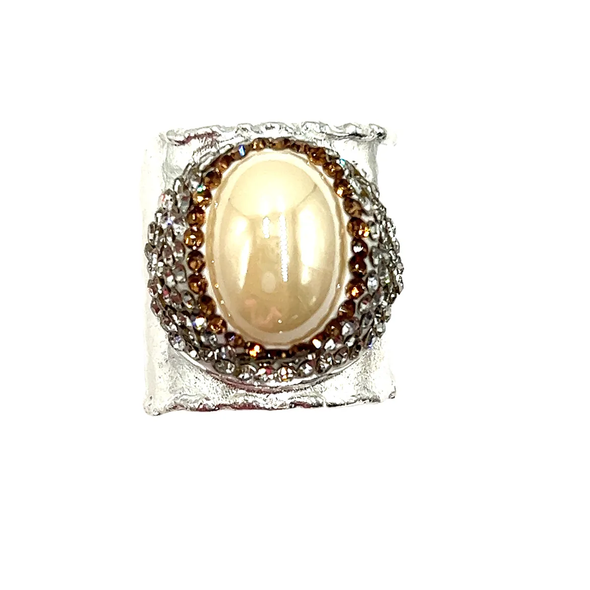 Gemstone & Crystal Adjustable Cuff Ring
