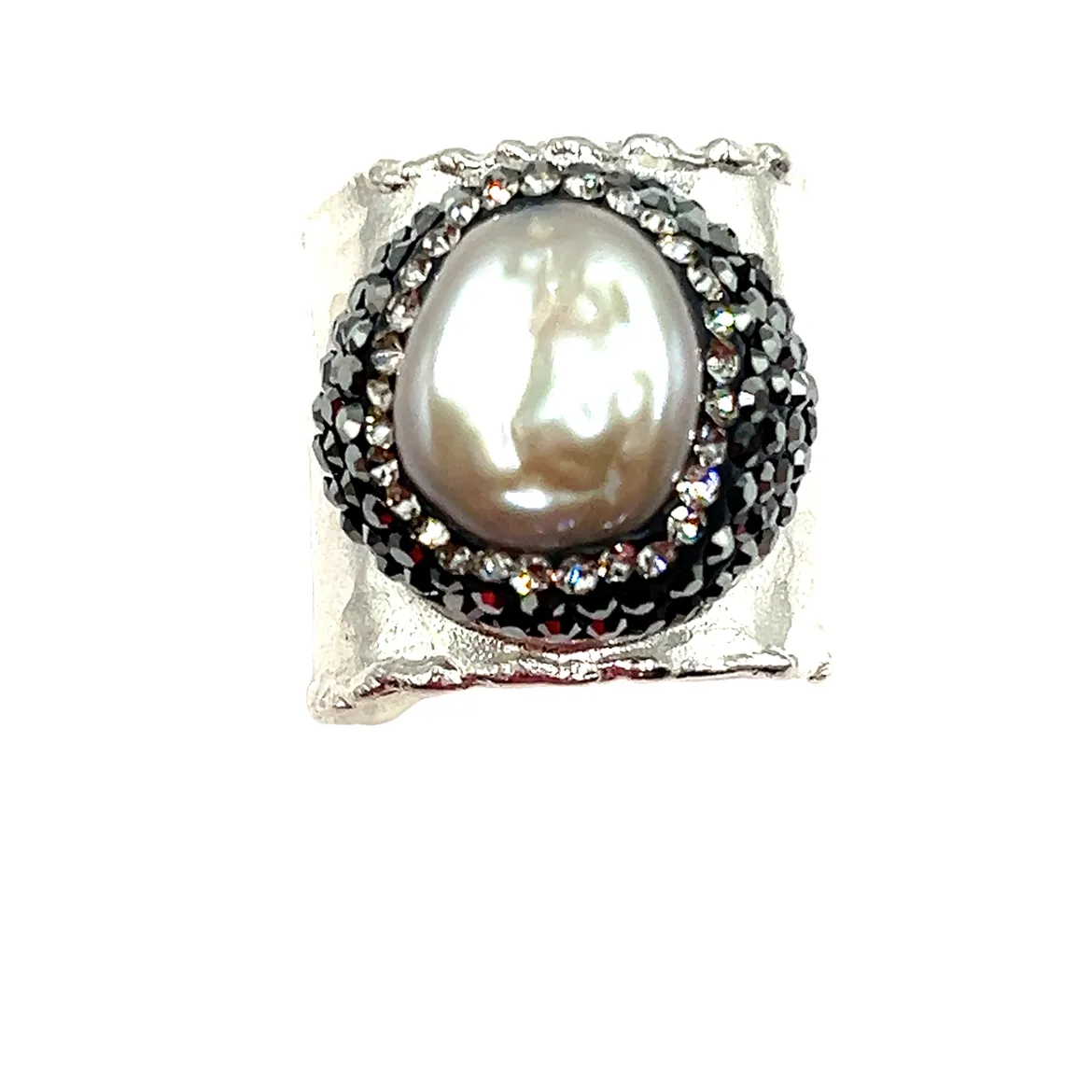 Gemstone & Crystal Adjustable Cuff Ring