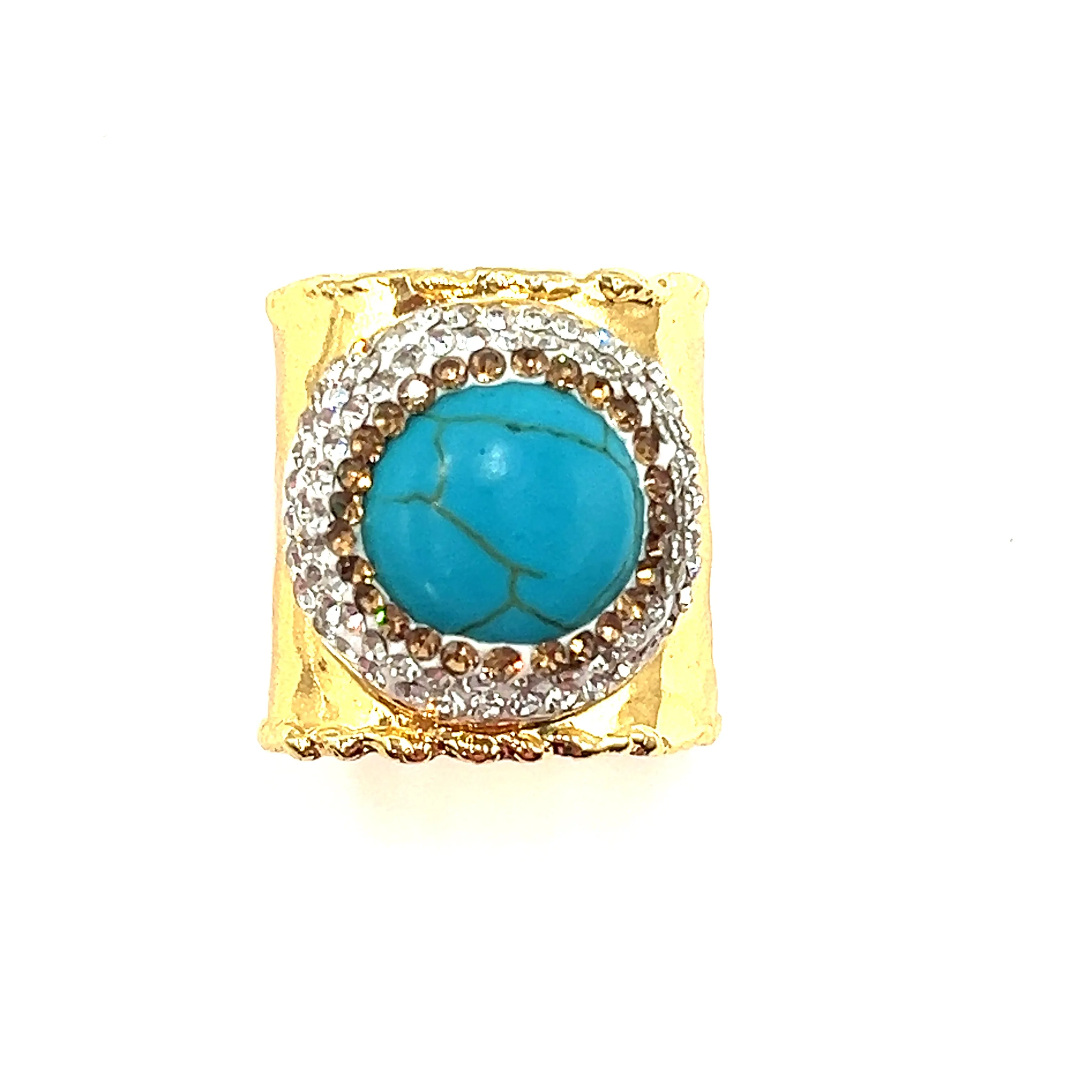 Gemstone & Crystal Adjustable Cuff Ring