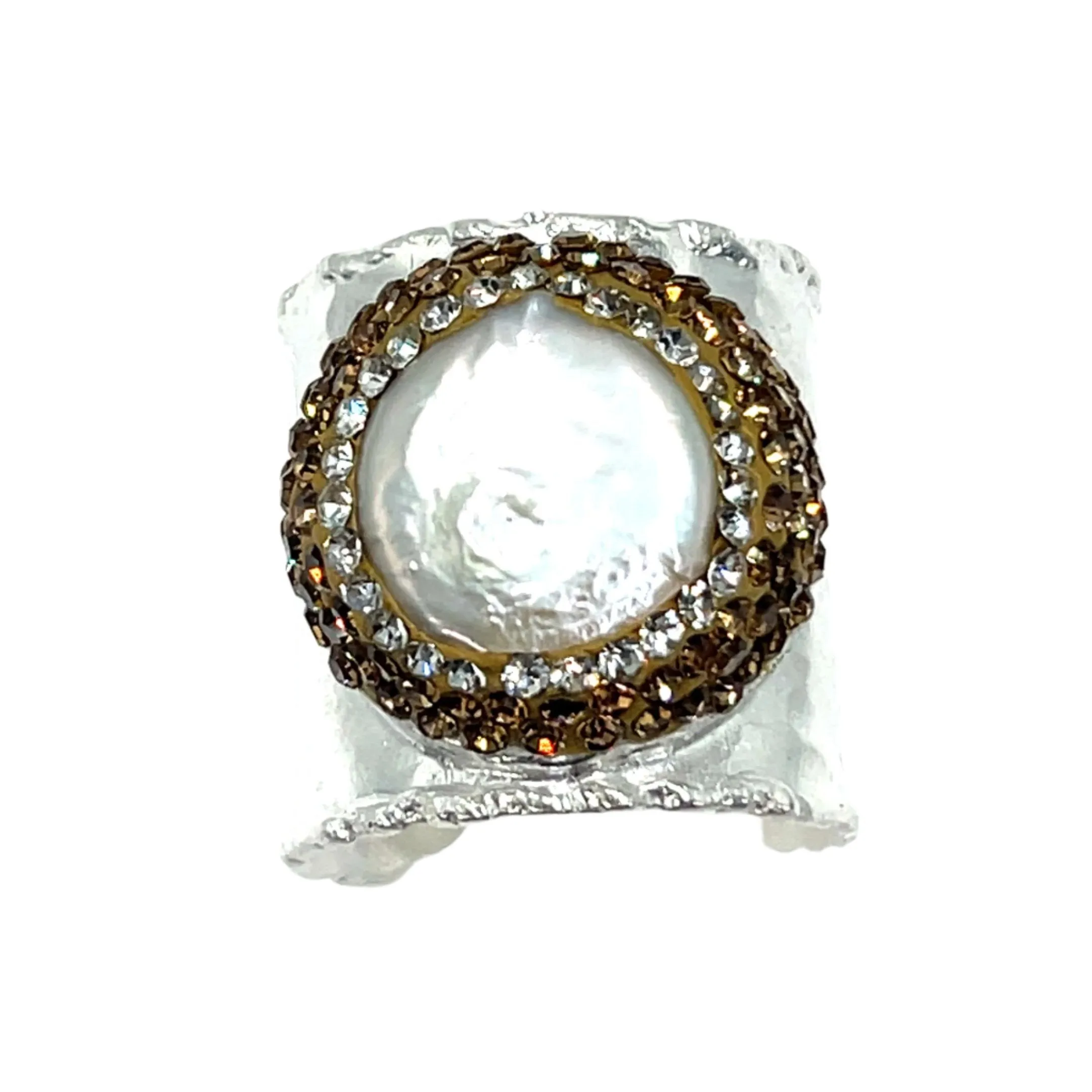 Gemstone & Crystal Adjustable Cuff Ring
