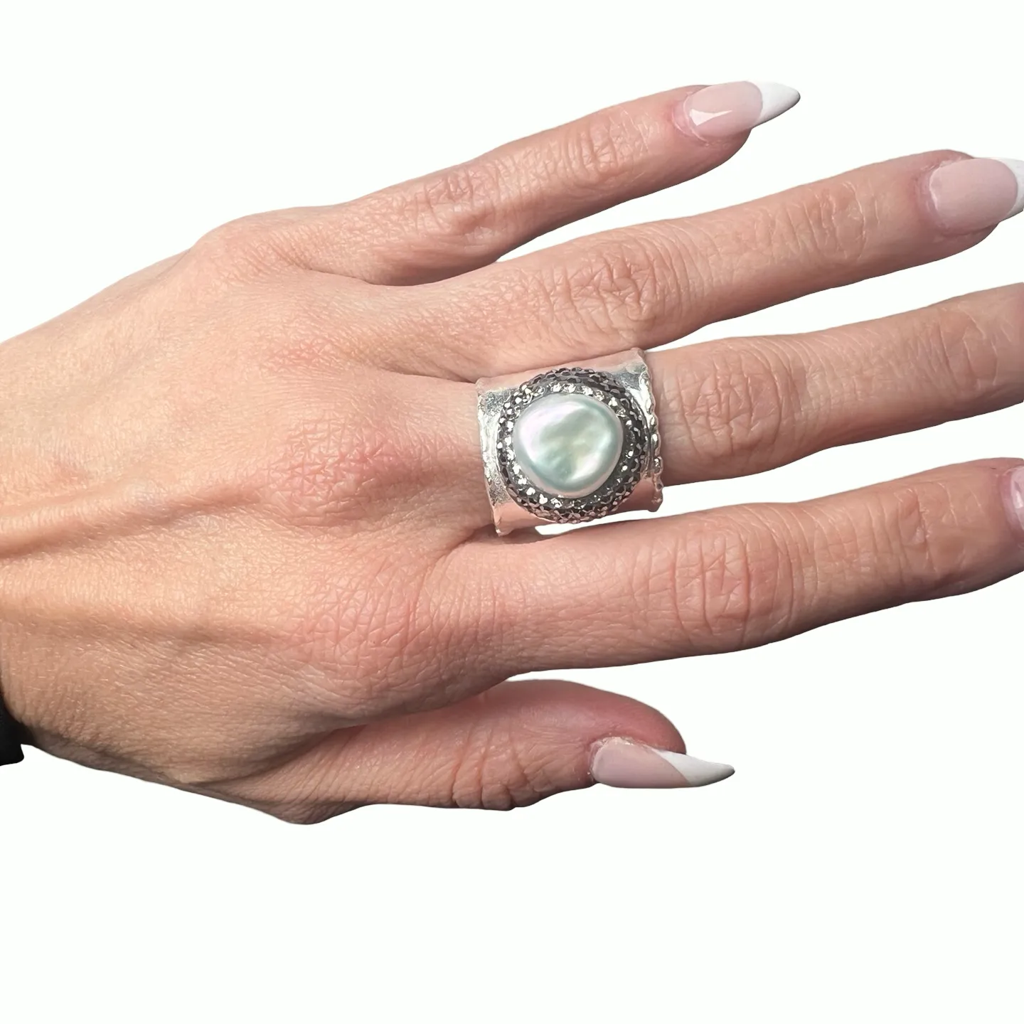 Gemstone & Crystal Adjustable Cuff Ring