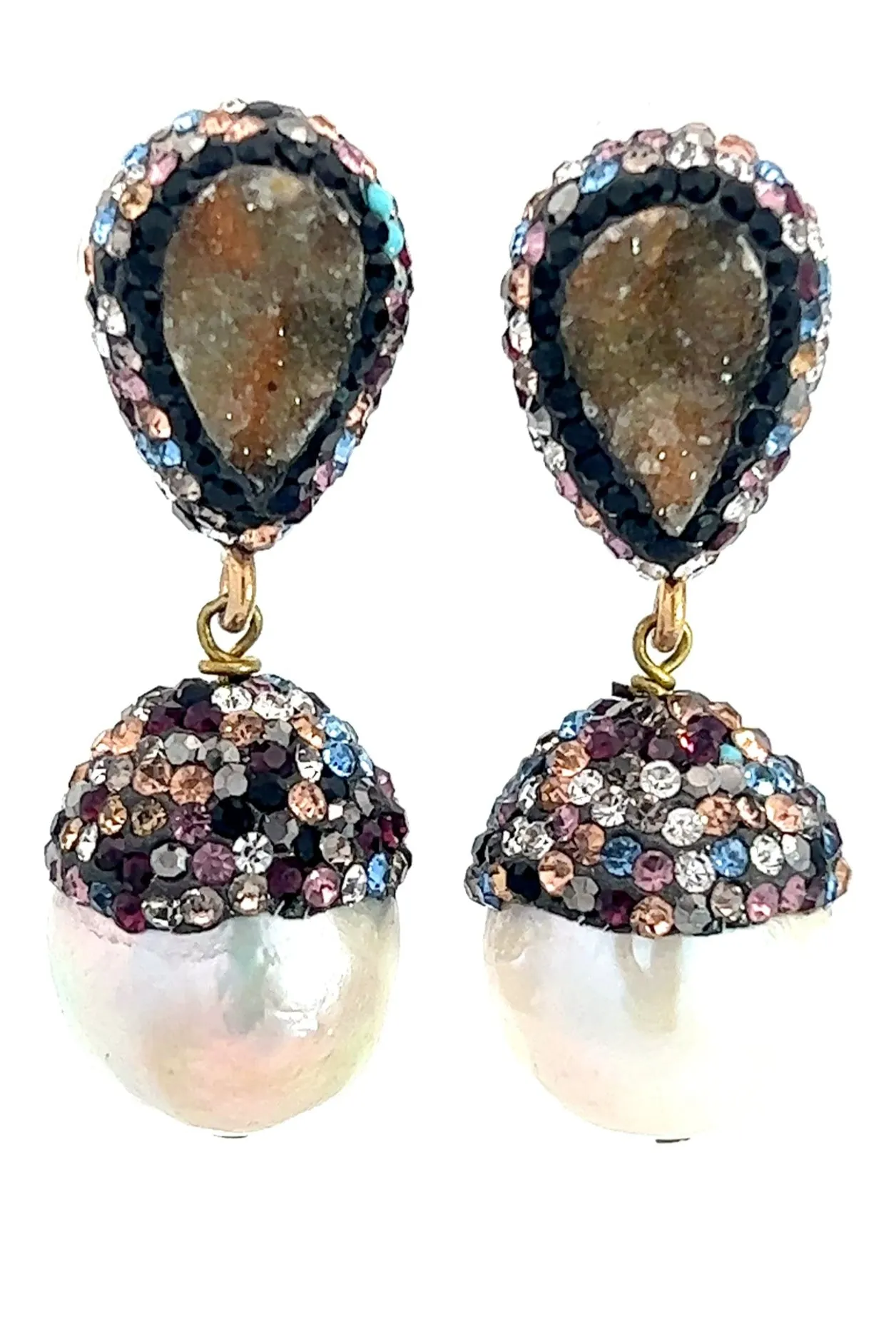 Gemstone Pearl Drop Earring