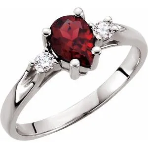 Genuine Mozambique Garnet & Diamond Ring