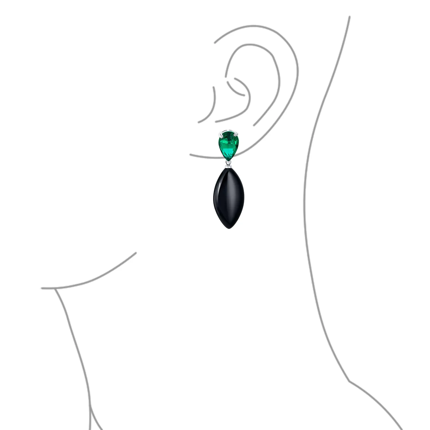 Geometric Dangle Chandelier Earrings in 14K Gold with CZ & Gemstones