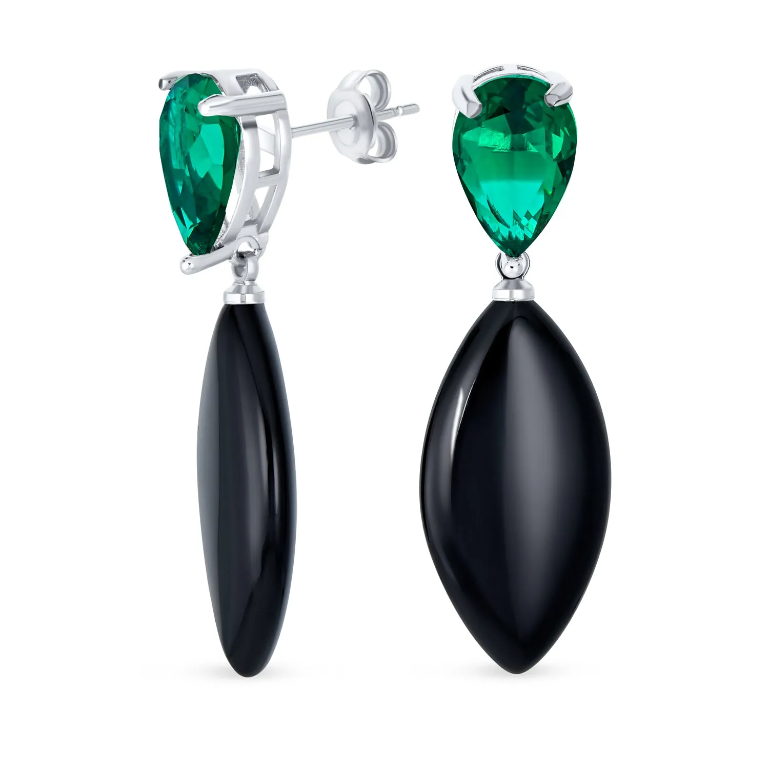 Geometric Dangle Chandelier Earrings in 14K Gold with CZ & Gemstones