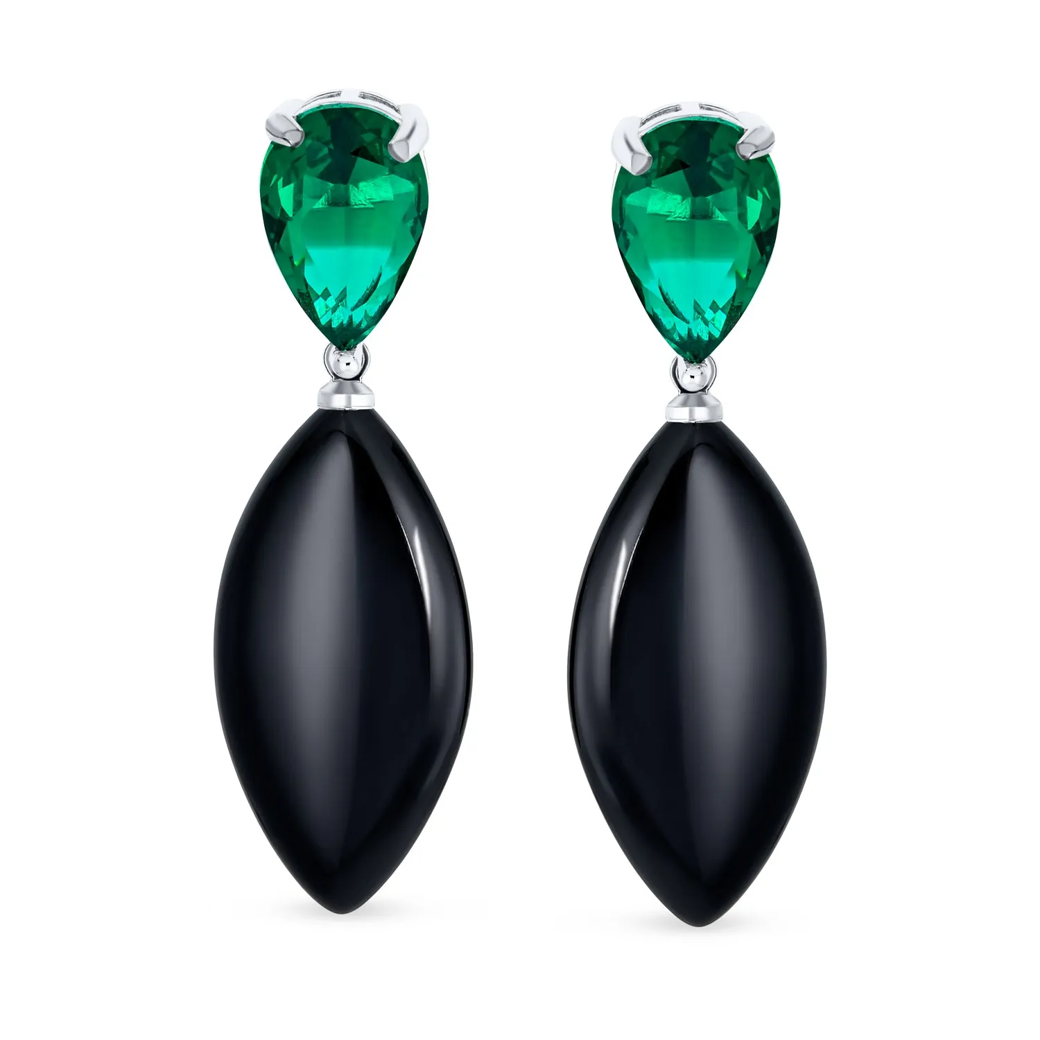 Geometric Dangle Chandelier Earrings in 14K Gold with CZ & Gemstones