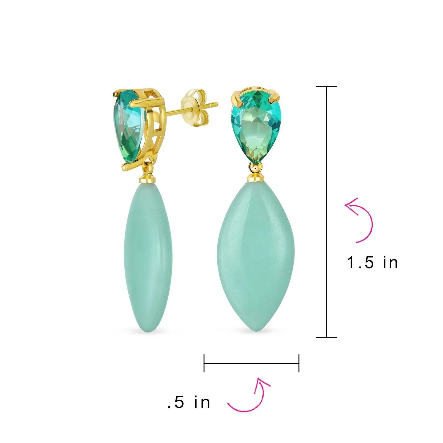 Geometric Dangle Chandelier Earrings in 14K Gold with CZ & Gemstones