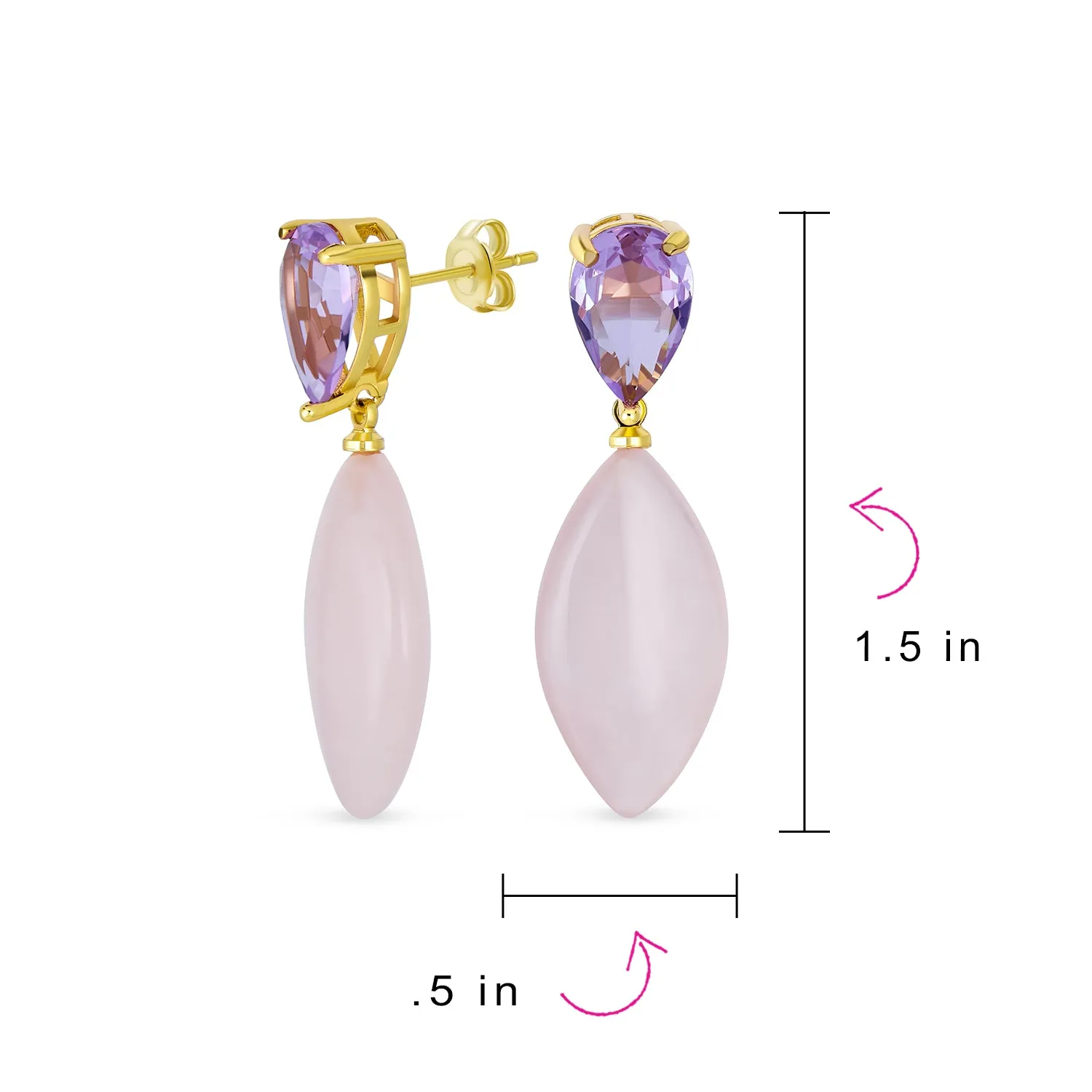 Geometric Dangle Chandelier Earrings in 14K Gold with CZ & Gemstones