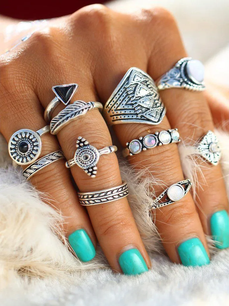 Geometric Design Ring Set 10pcs