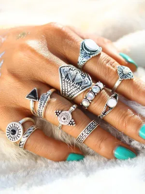 Geometric Design Ring Set 10pcs