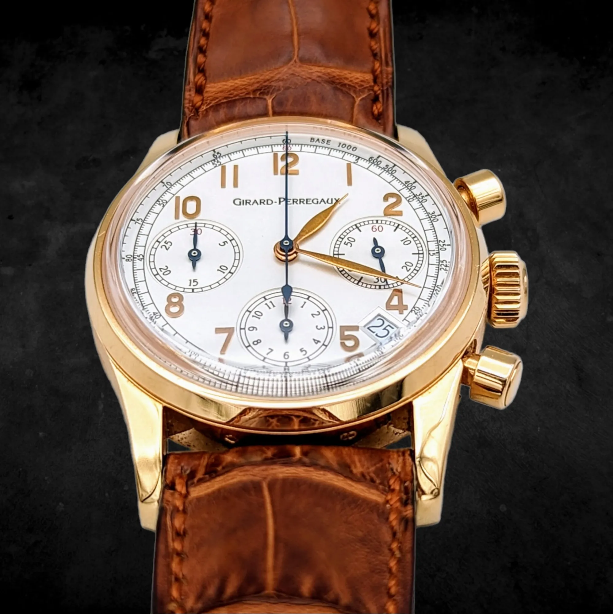 GIRARD-PERREGAUX Ref 4930 Chronograph Automatic Watch 18K Rose GOLD Wristwatch