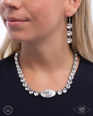 God's Girl - White - Gem Inspirational/Religious Paparazzi Choker Necklace - Empire Diamond Exclusive