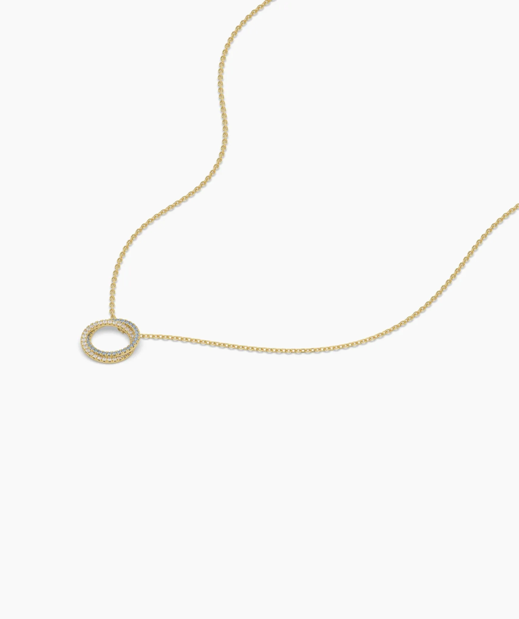 Gold & Blue Diamond Open Circle Necklace
