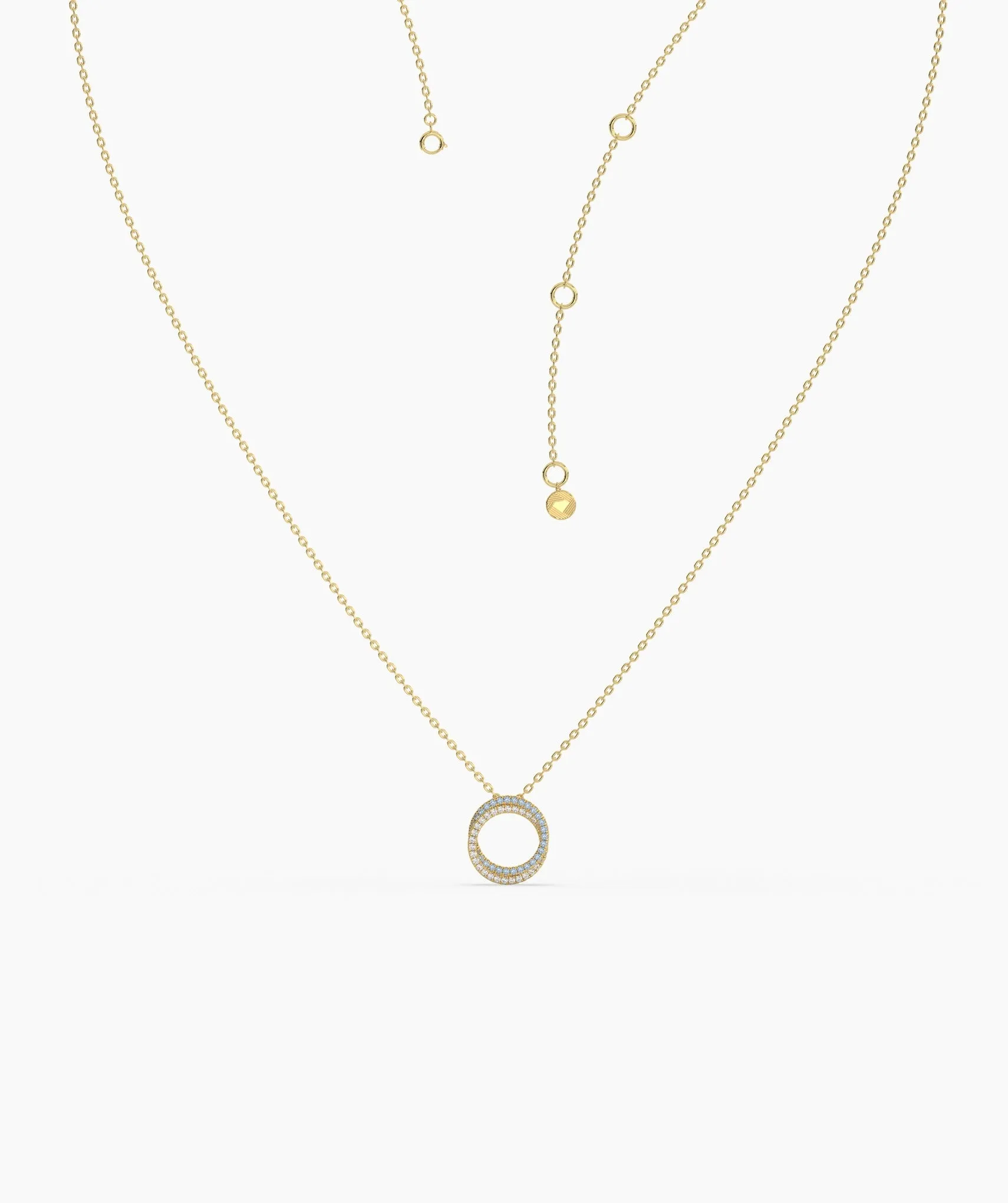 Gold & Blue Diamond Open Circle Necklace