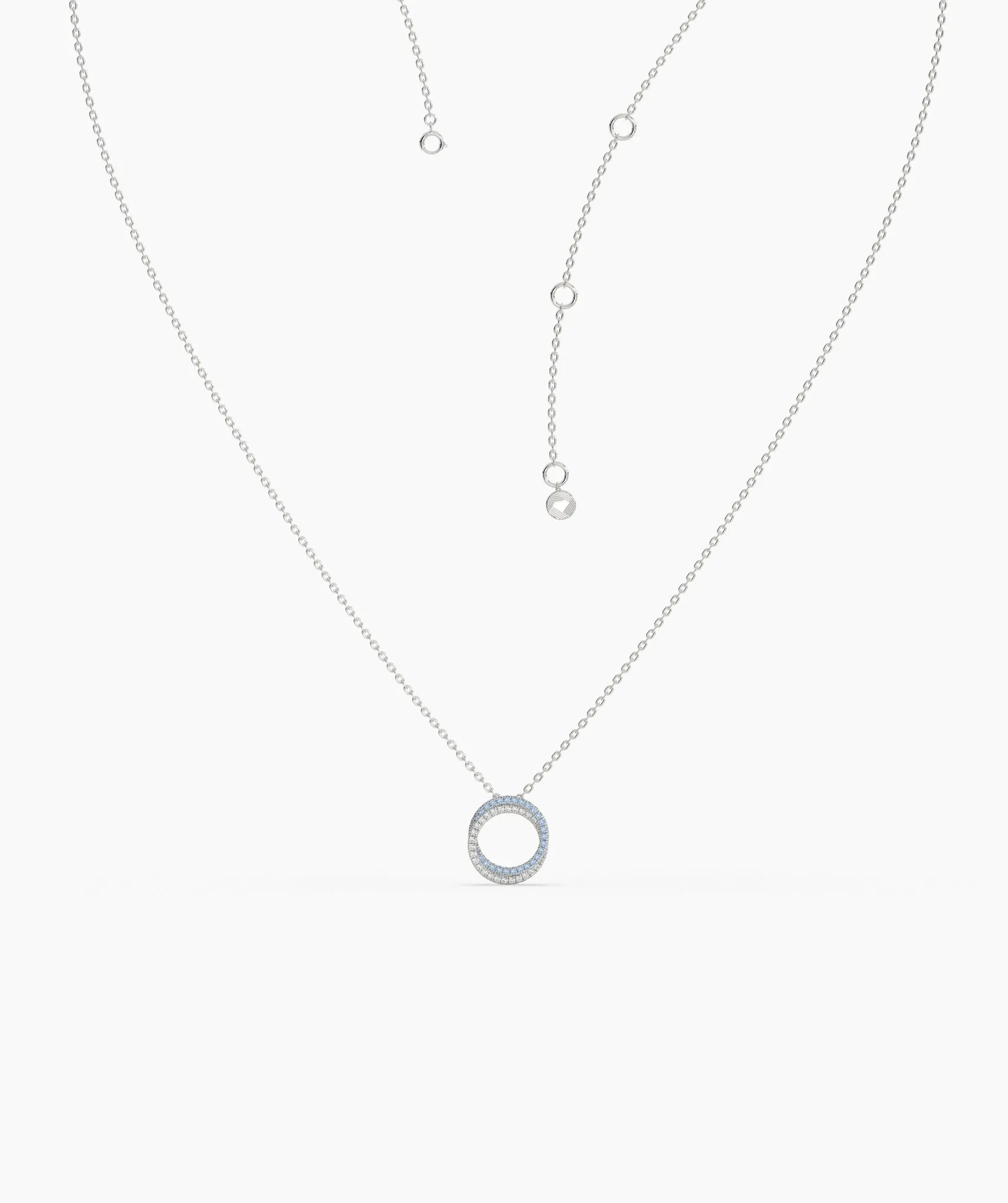 Gold & Blue Diamond Open Circle Necklace