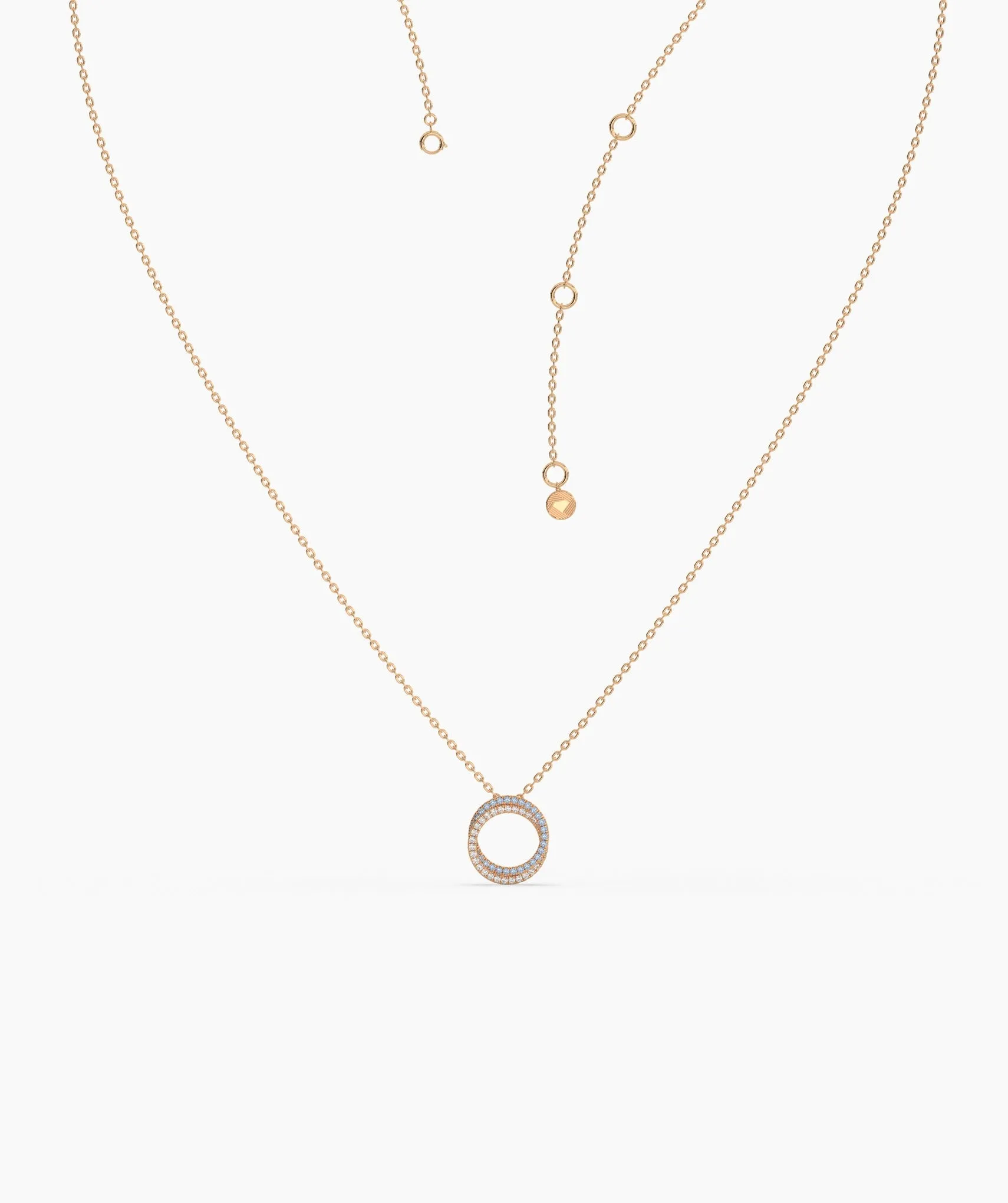 Gold & Blue Diamond Open Circle Necklace