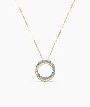 Gold & Blue Diamond Open Circle Necklace