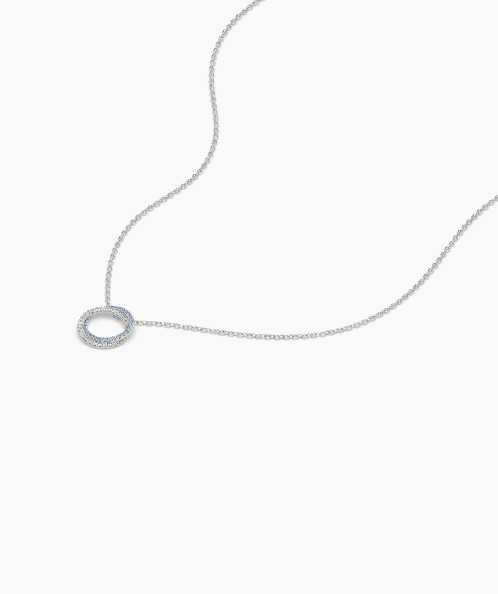 Gold & Blue Diamond Open Circle Necklace