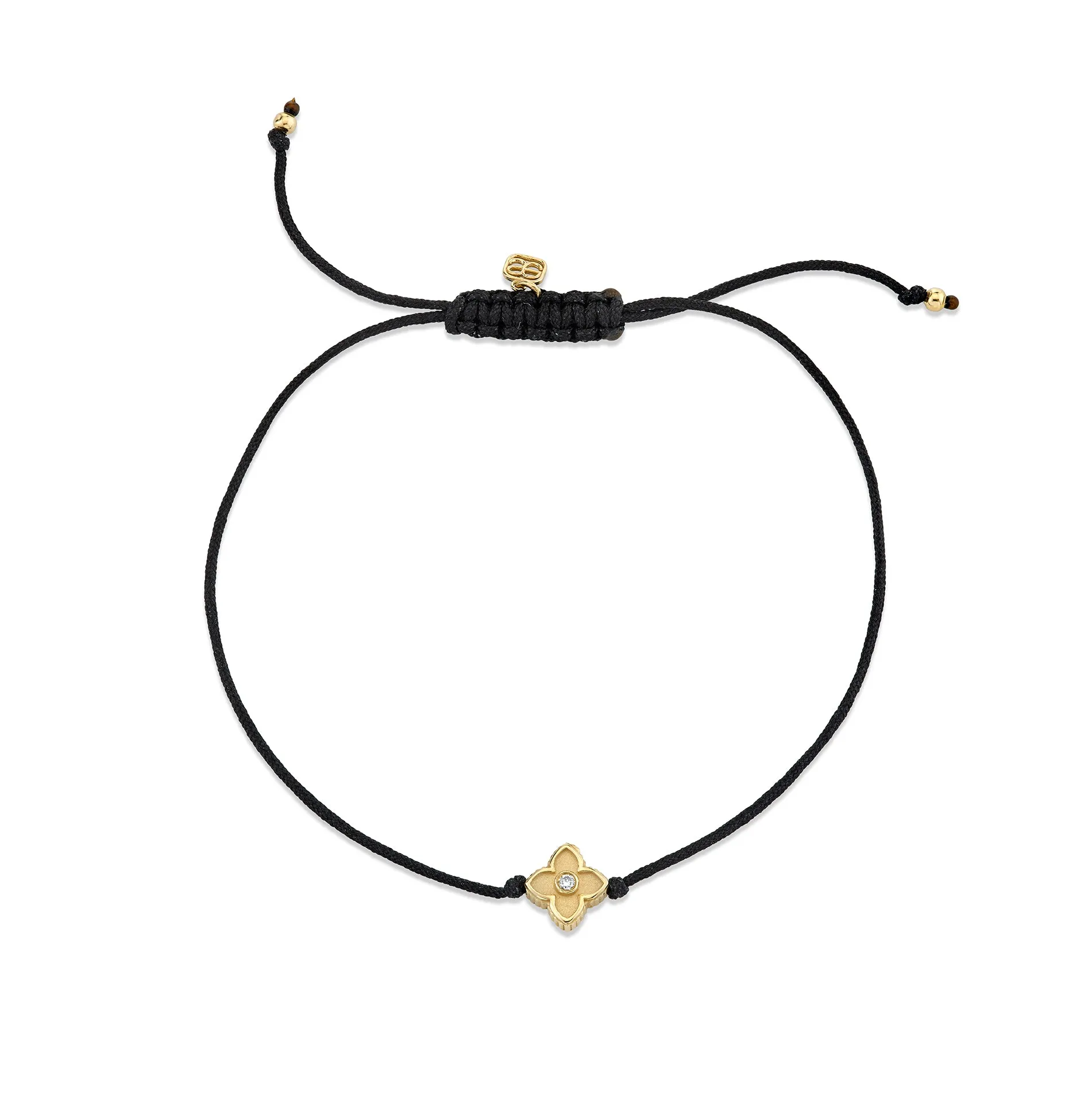 Gold & Diamond Moroccan Flower Cord Bracelet