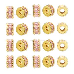 Gold & Pink Crystal Pave Spacer Beads | Qty : 1pc | Size : 5mm