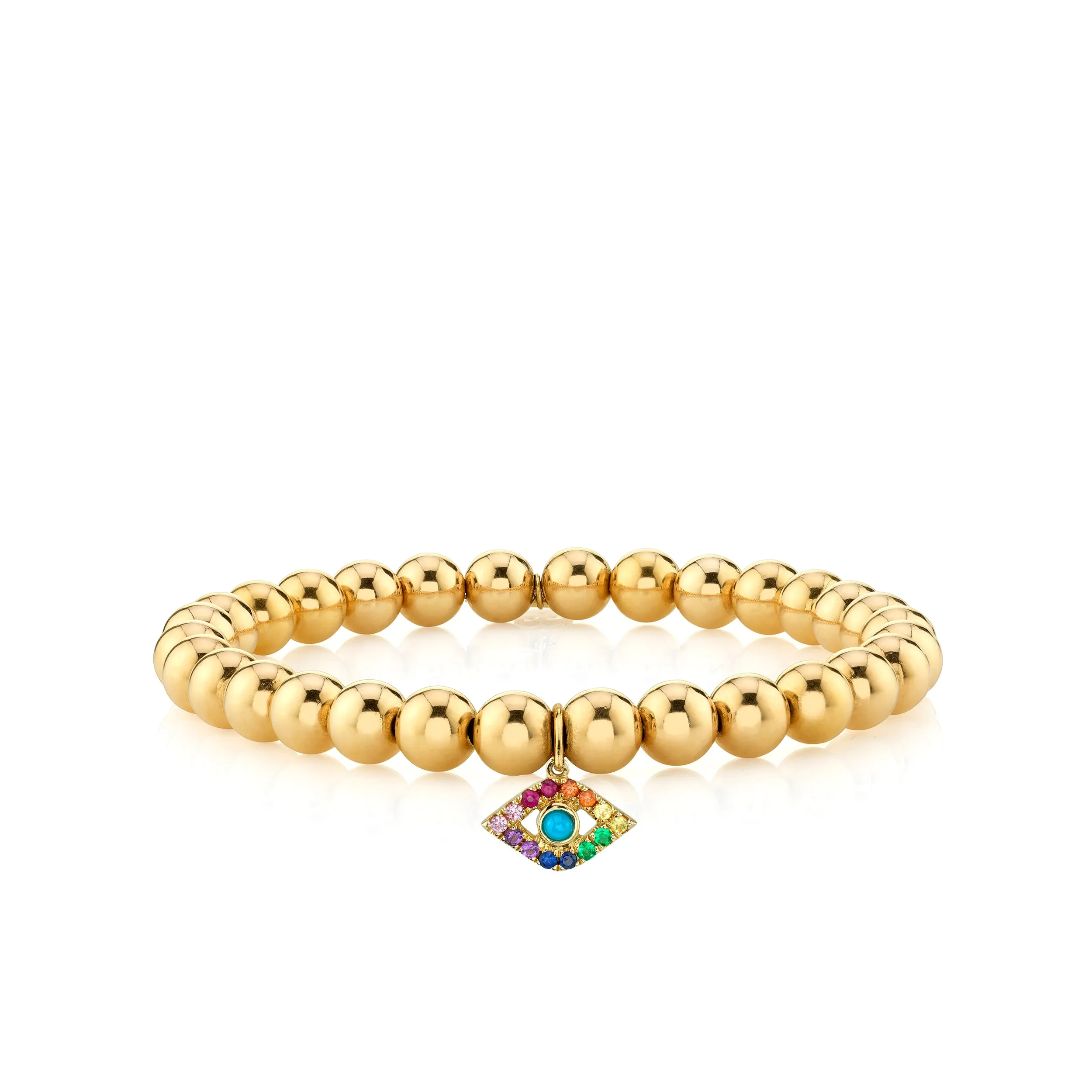 Gold & Rainbow Large Eye on Gold Beads