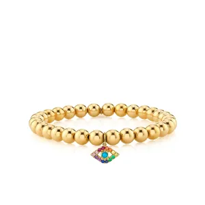Gold & Rainbow Large Eye on Gold Beads