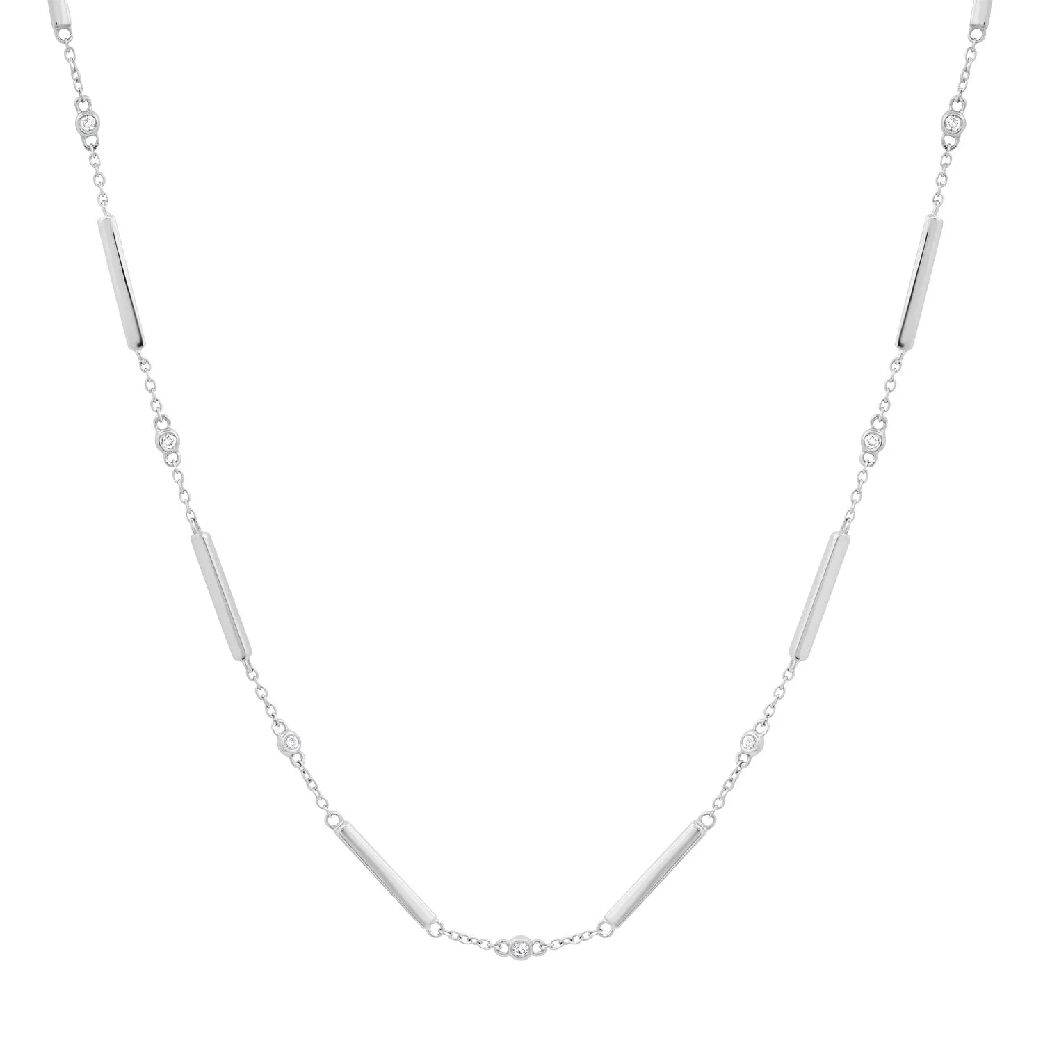 Gold Bar & Diamond Bezel Necklace