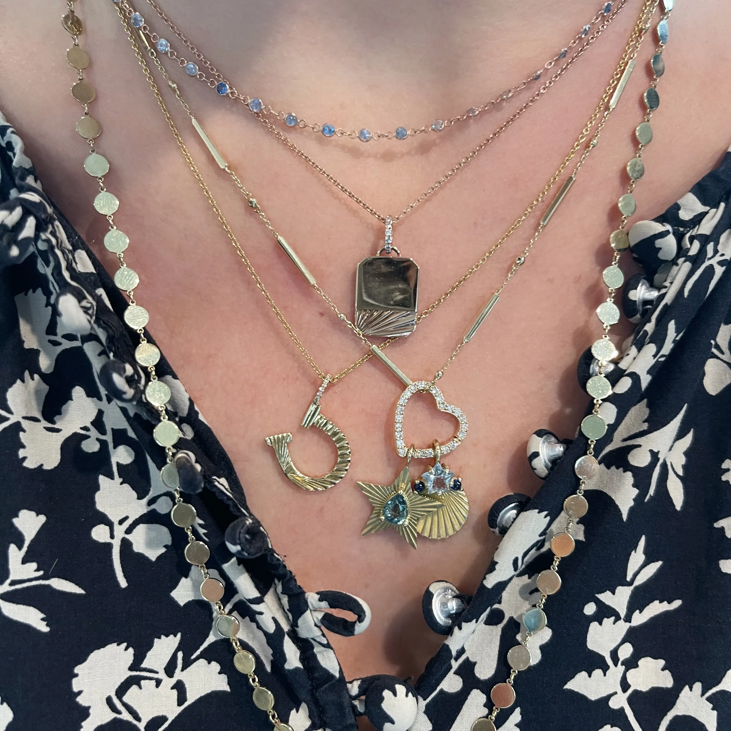 Gold Bar & Diamond Bezel Necklace