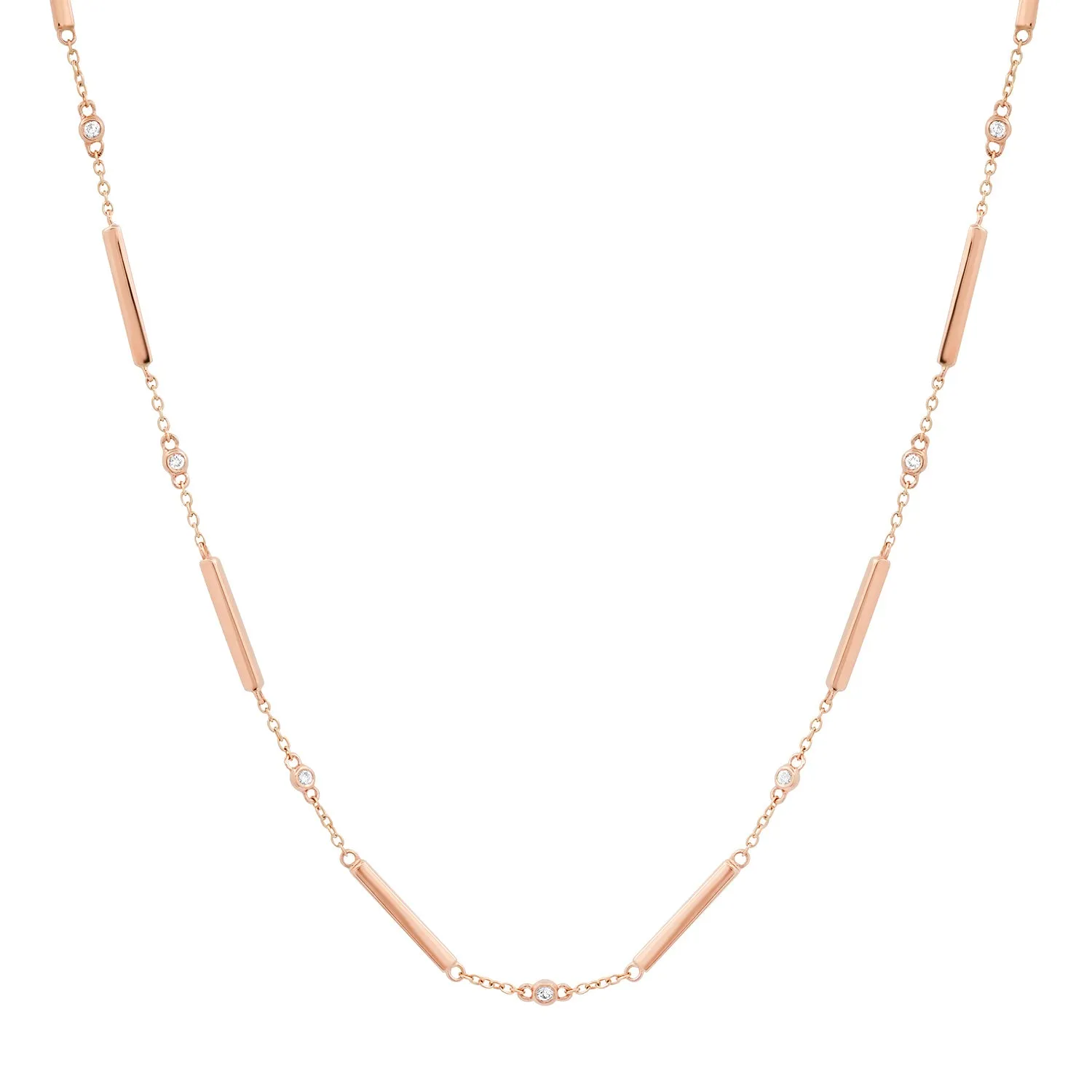 Gold Bar & Diamond Bezel Necklace