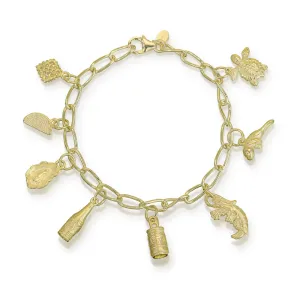 Gold Charm Bracelet with 8 charms