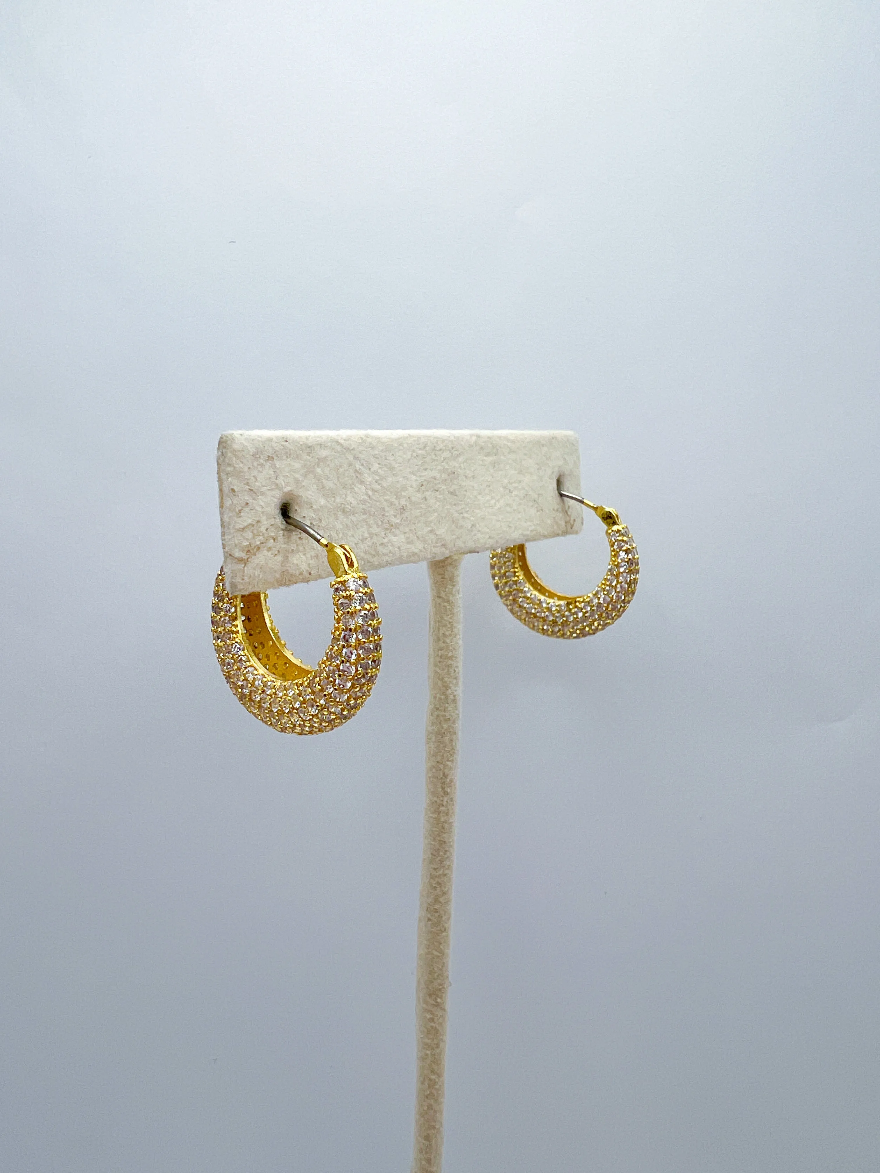 Gold Dipped CZ Latch Hoop