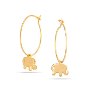 GOLD ELEPHANT HOOP  EARRINGS #SQ321-173715G