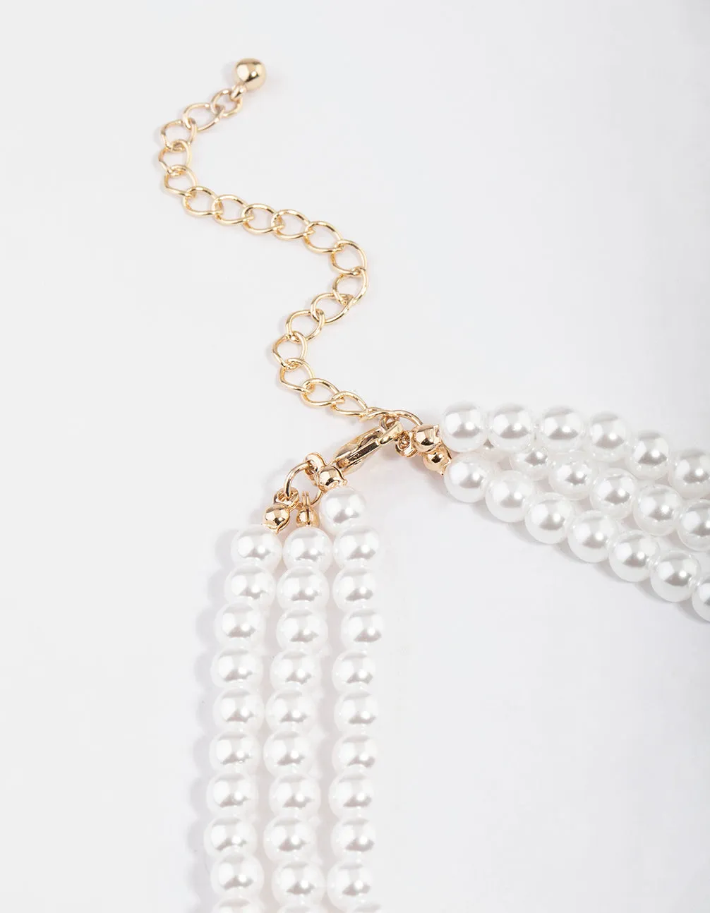 Gold Hammered Heart Pearl Choker