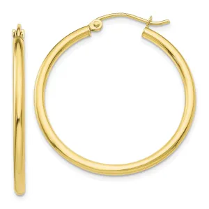 Gold Polished 2MM Round Classic Hoop Earrings