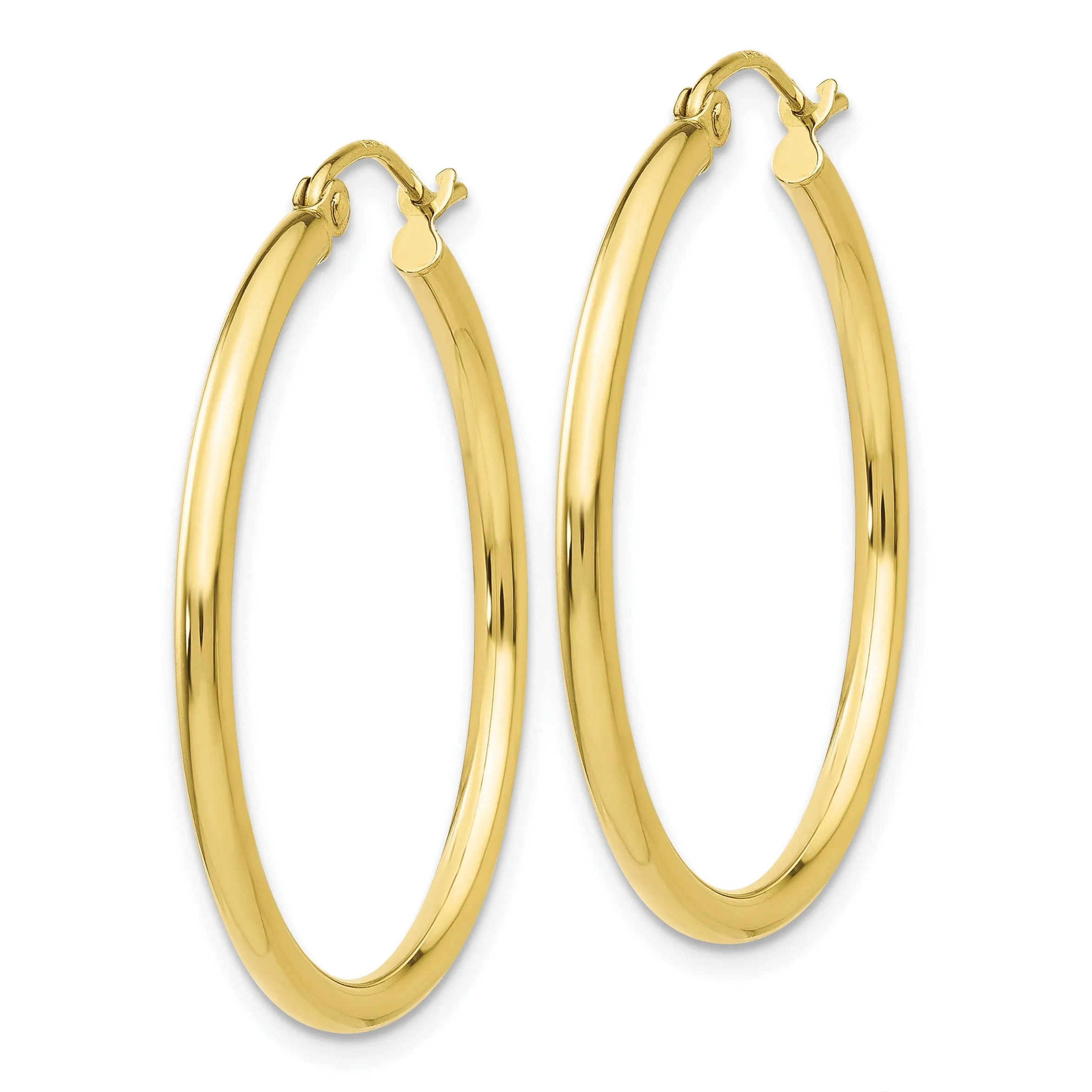 Gold Polished 2MM Round Classic Hoop Earrings