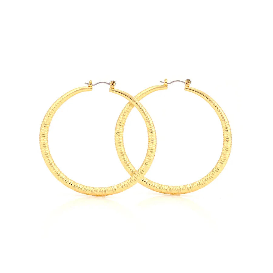 GOLD-TONE STEEL POST HOOP EARRINGS  #FW1403800