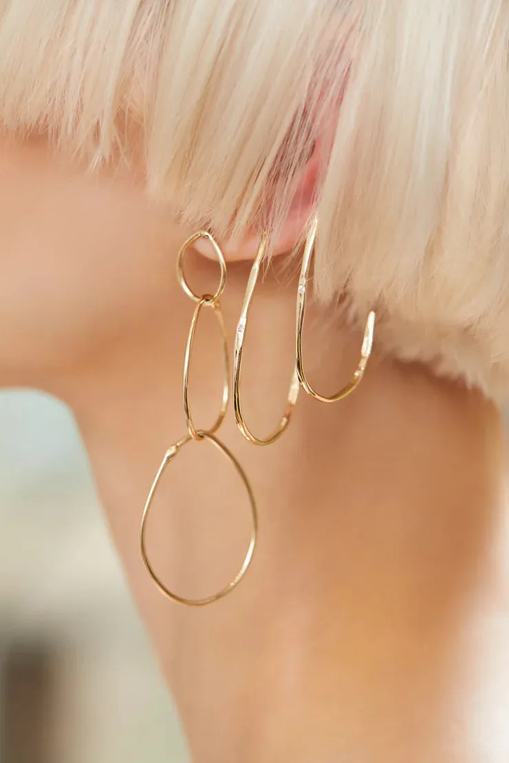 Gold Triple Drop Earrings