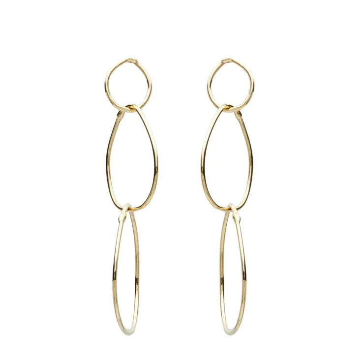 Gold Triple Drop Earrings