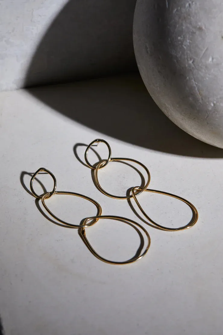 Gold Triple Drop Earrings