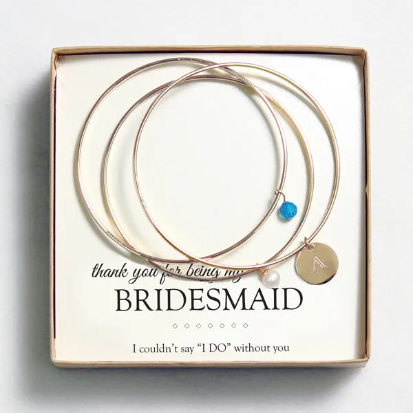 Gold w/ Clear Crystal & Pearl Bangle Bracelets