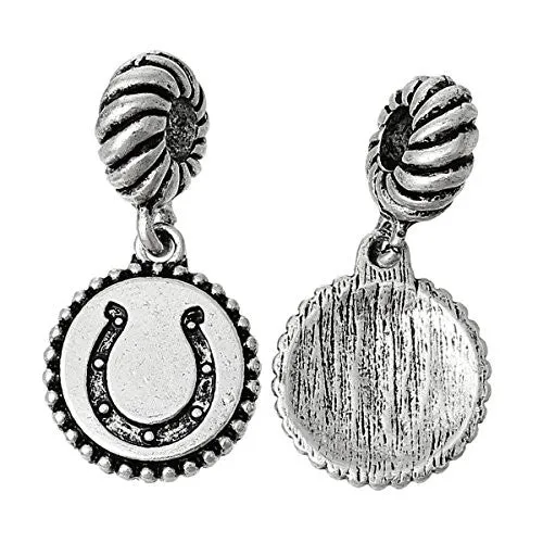 Good Luck Horseshoe Design on Dangle Charm Beads for Most European Snake Chain Bracelet
