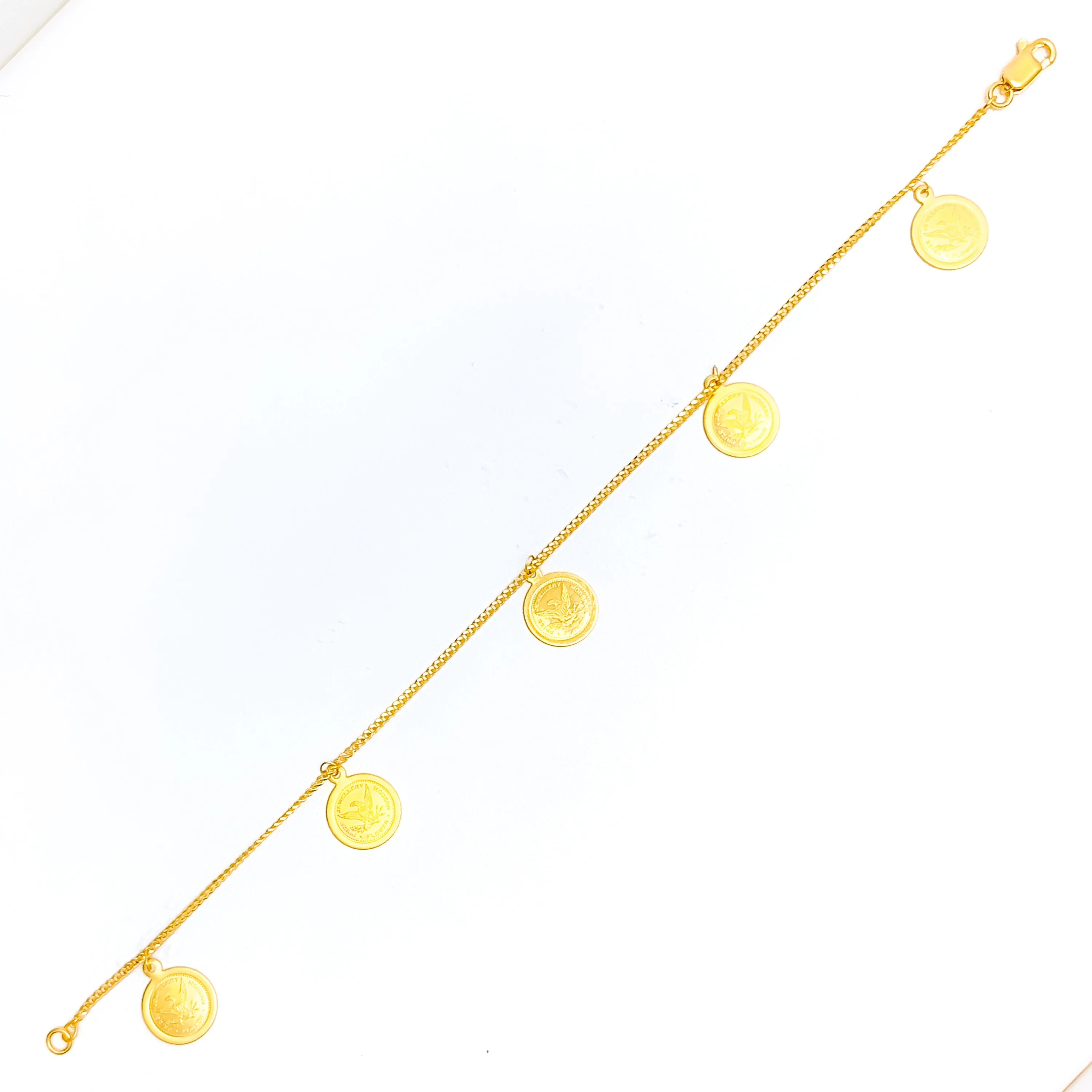 Graceful Sparkling 22k Gold Charm Bracelet