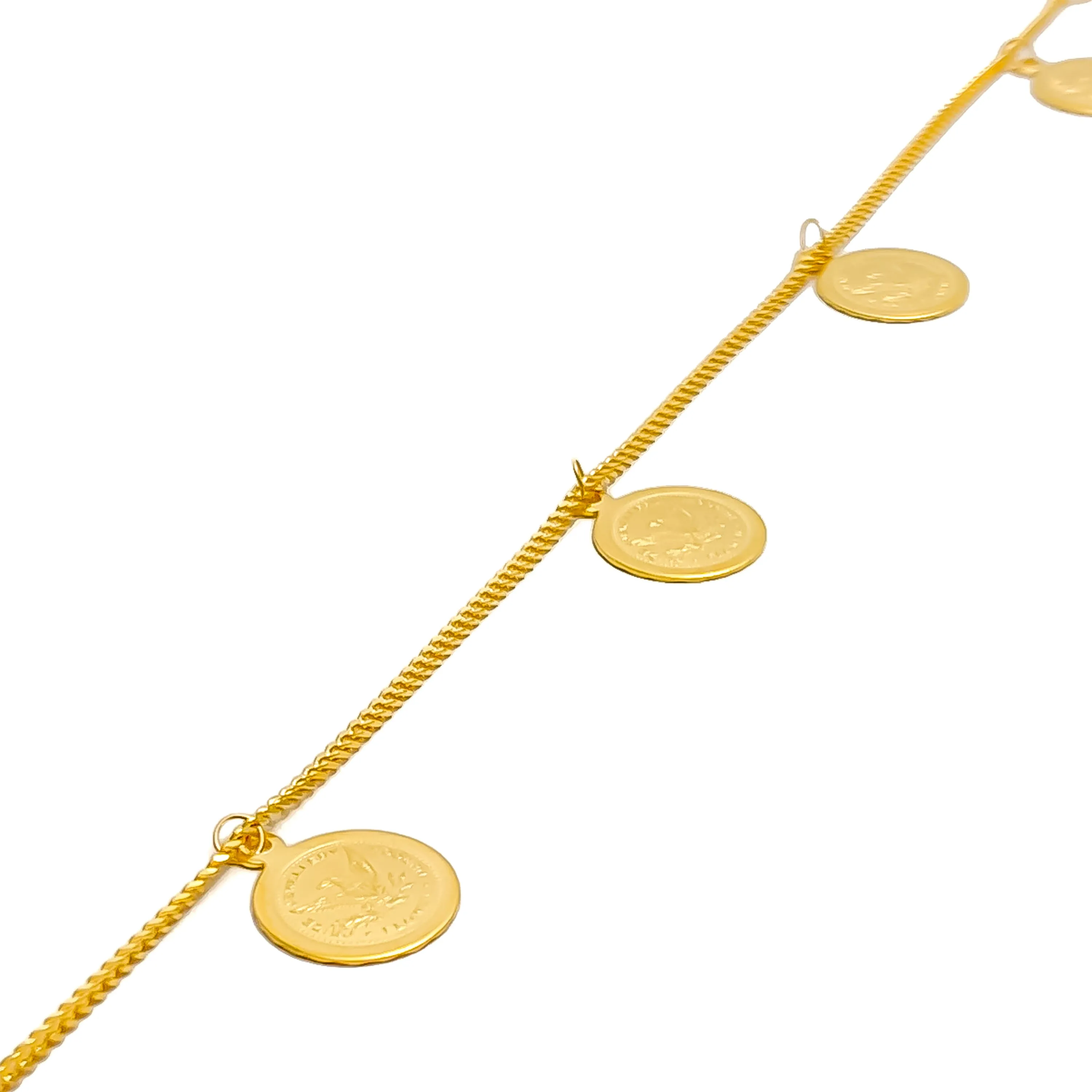 Graceful Sparkling 22k Gold Charm Bracelet