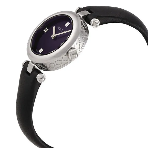 Gucci Diamantissima Black Leather Black Dial Quartz Watch for Ladies - YA141506