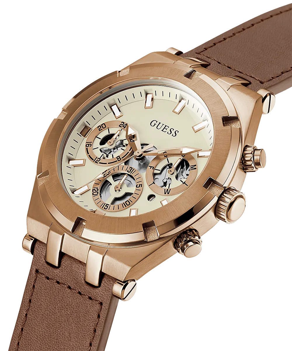 Guess Coffee Leather Strap Men's Watch GW0262G3