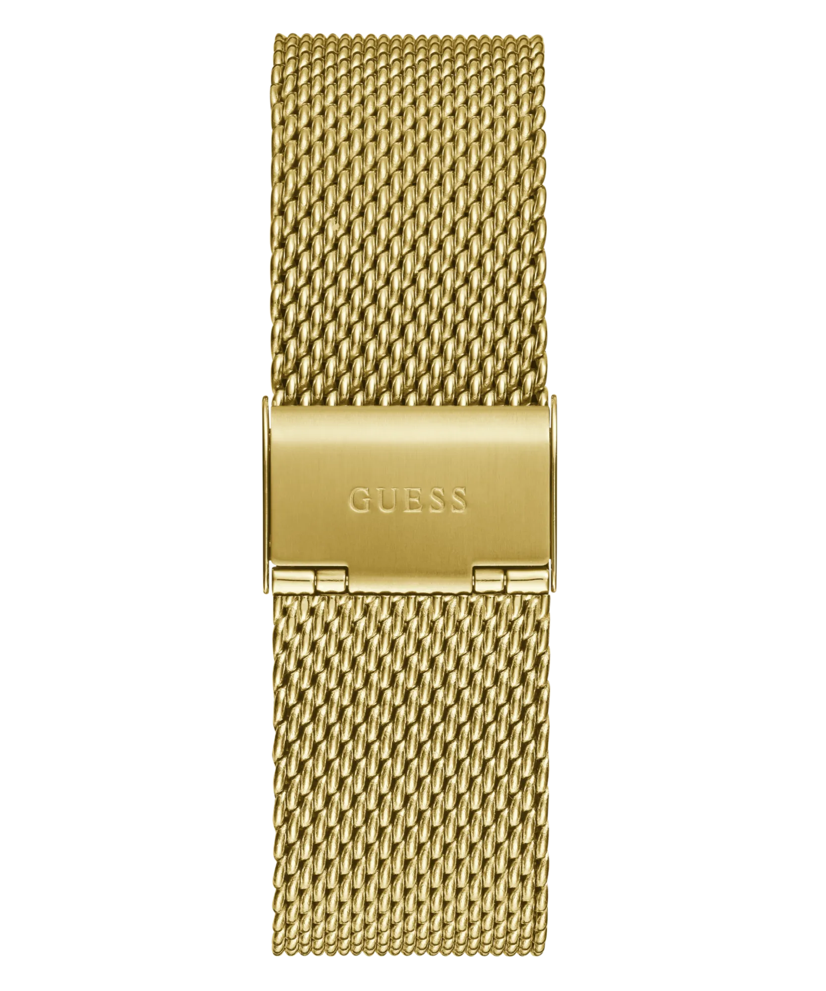 Guess Reputation Polished Gold Tone Case Sunray Black Logo Dial With Polished Gold Tone Mesh Bracelet GW0710G2