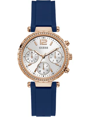 Guess Solstice Rose Gold Blue Silicone Women's Watch GW0113L3