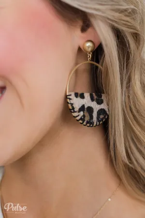 Half Circle Leopard Hoop Earrings- Gold